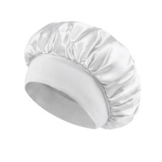 Touca De Cetim Branca Para Dormir Anti Frizz Faixa Larga Touca De Cetim Branca Para Dormir Anti Frizz Faixa Larga