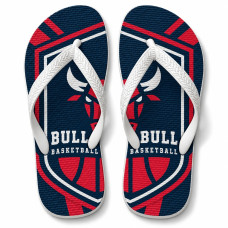 Chinelo Masculino Chicago Bulls Bull Basketball Azul, Vermelho e Branco Chinelo Masculino Chicago Bulls Bull Basketball Azul, Vermelho e Branco