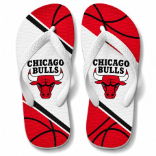 Chinelo Masculino Chicago Bulls Court Branco, Vermelho e Preto Chinelo Masculino Chicago Bulls Court Branco, Vermelho e Preto