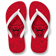 Chinelo Masculino Chicago Bulls Doodle Vermelho e Preto Chinelo Masculino Chicago Bulls Doodle Vermelho e Preto
