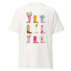 Camisa Feminina Baby Look Botas da Primavera Camisa Feminina Baby Look Botas da Primavera