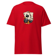Camiseta Masculina Estampada – Cartas de Ás, Dados e Chamas Camiseta Masculina Estampada – Cartas de Ás, Dados e Chamas