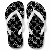 Chinelo Feminino Gucci Black White