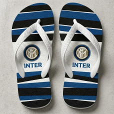 Chinelo Masculino Inter de Milão Listrado Azul Preto e Branco Chinelo Masculino Inter de Milão Listrado Azul Preto e Branco