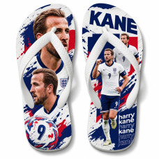 Chinelo Masculino Harry Kane Inglaterra Collage Azul, Vermelho e Branco Chinelo Masculino Harry Kane Inglaterra Collage Azul, Vermelho e Branco