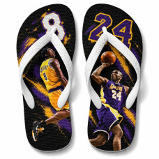Chinelo Masculino Los Angeles Lakers Kobe Bryant Lenda 8 e 24 Preto, Roxo e Amarelo Chinelo Masculino Los Angeles Lakers Kobe Bryant Lenda 8 e 24 Preto, Roxo e Amarelo