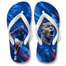 Chinelo Masculino Kylian Mbappé França Raça Azul e Vermelho Chinelo Masculino Kylian Mbappé França Raça Azul e Vermelho