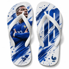 Chinelo Masculino Kylian Mbappé França Splash Azul e Branco Chinelo Masculino Kylian Mbappé França Splash Azul e Branco