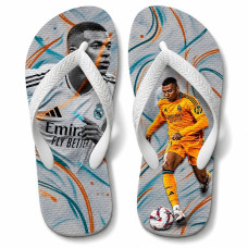Chinelo Masculino Kylian Mbappé Real Madrid Waves Laranja e Branco Chinelo Masculino Kylian Mbappé Real Madrid Waves Laranja e Branco