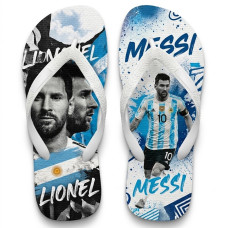 Chinelo Masculino Lionel Messi Seleção Argentina Azul e Branco Chinelo Masculino Lionel Messi Seleção Argentina Azul e Branco