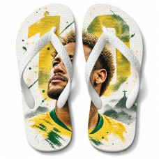Chinelo Masculino Neymar Jr Brasil Canarinho Branco, Amarelo e Verde Chinelo Masculino Neymar Jr Brasil Canarinho Branco, Amarelo e Verde