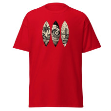 Camiseta Masculina Surf Triplo Pranchas Estampa Tropical Vintage Camiseta Masculina Surf Triplo Pranchas Estampa Tropical Vintage
