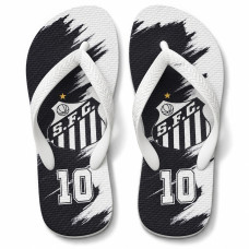 Chinelo Masculino Santos F.C. Camisa 10 Preto e Branco Chinelo Masculino Santos F.C. Camisa 10 Preto e Branco