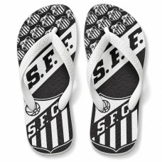 Chinelo Masculino Santos F.C. Escudos Preto e Branco Chinelo Masculino Santos F.C. Escudos Preto e Branco