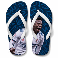 Chinelo Masculino Vini Jr Grito de Gol Azul e Branco Chinelo Masculino Vini Jr Grito de Gol Azul e Branco