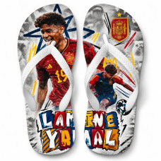 Chinelo Masculino Lamine Yamal Espanha Graffiti Vermelho e Amarelo Chinelo Masculino Lamine Yamal Espanha Graffiti Vermelho e Amarelo