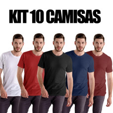 Kit 10 Camisas Masculina Lisa Algodão Premium Kit 10 Camisas Masculina Lisa Algodão Premium