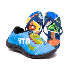 Kit Menino Sapatilha Infantil Aquática Hibrida + Chinelo Infantil Heróis Kit Menino Sapatilha Infantil Aquática Hibrida + Chinelo Infantil Heróis