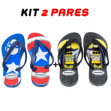 Kit 2 Chinelos Infantil Menino Havaianas Heróis Sortido Kit 2 Chinelos Infantil Menino Havaianas Heróis Sortido