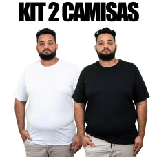 Kit 2 Camisas Plus Size Masculina Lisa Algodão Premium Kit 2 Camisas Plus Size Masculina Lisa Algodão Premium