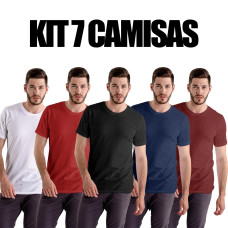 Kit 7 Camisas Masculina Lisa Algodão Premium Kit 7 Camisas Masculina Lisa Algodão Premium