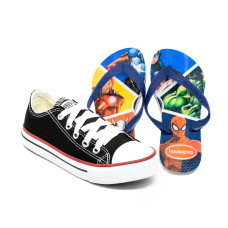 Kit Menino Tênis Infantil All Star + Chinelo Infantil Havaianas Heróis Kit Menino Tênis Infantil All Star + Chinelo Infantil Havaianas Heróis