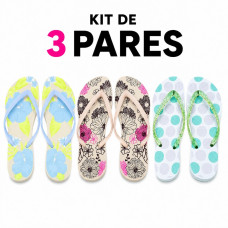 Kit 3 Chinelos Feminino Varias Estampas Kit 3 Chinelos Feminino Varias Estampas