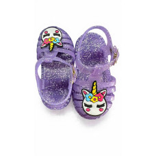 Sandália Unicórnio Glitter Infantil Menina Roxa Macia Sandália Unicórnio Glitter Infantil Menina Roxa Macia