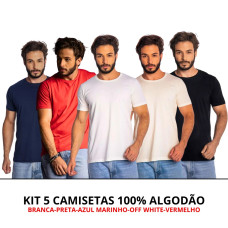 Kit 5 Camisas Masculina Lisa Algodão Premium Kit 5 Camisas Masculina Lisa Algodão Premium