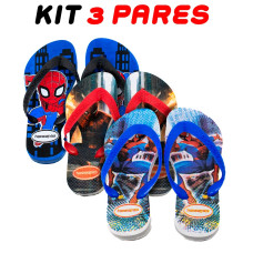 Kit 3 Chinelos Infantil Menino Homem Aranha Kit 3 Chinelos Infantil Menino Homem Aranha