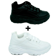 Kit 2 Tênis Plataforma Feminino Bufalo London