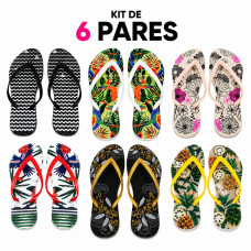 Kit 6 Chinelos Feminino Varias Estampas Kit 6 Chinelos Feminino Varias Estampas