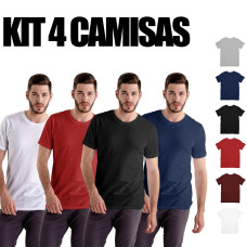 Kit 4 Camisas Masculina Lisa Algodão Premium Kit 4 Camisas Masculina Lisa Algodão Premium