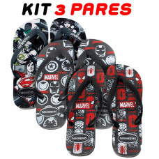 Kit 3 Chinelos Masculino Havaianas Heróis Kit 3 Chinelos Masculino Havaianas Heróis