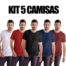 Kit 5 Camisas Masculina Lisa Algodão Premium Kit 5 Camisas Masculina Lisa Algodão Premium